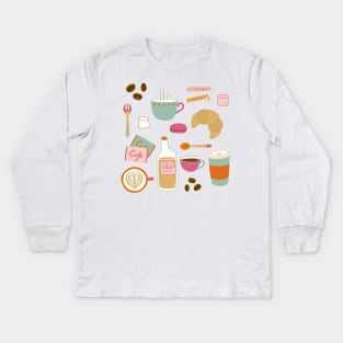 Drawing Coffee in a Cafe Kids Long Sleeve T-Shirt